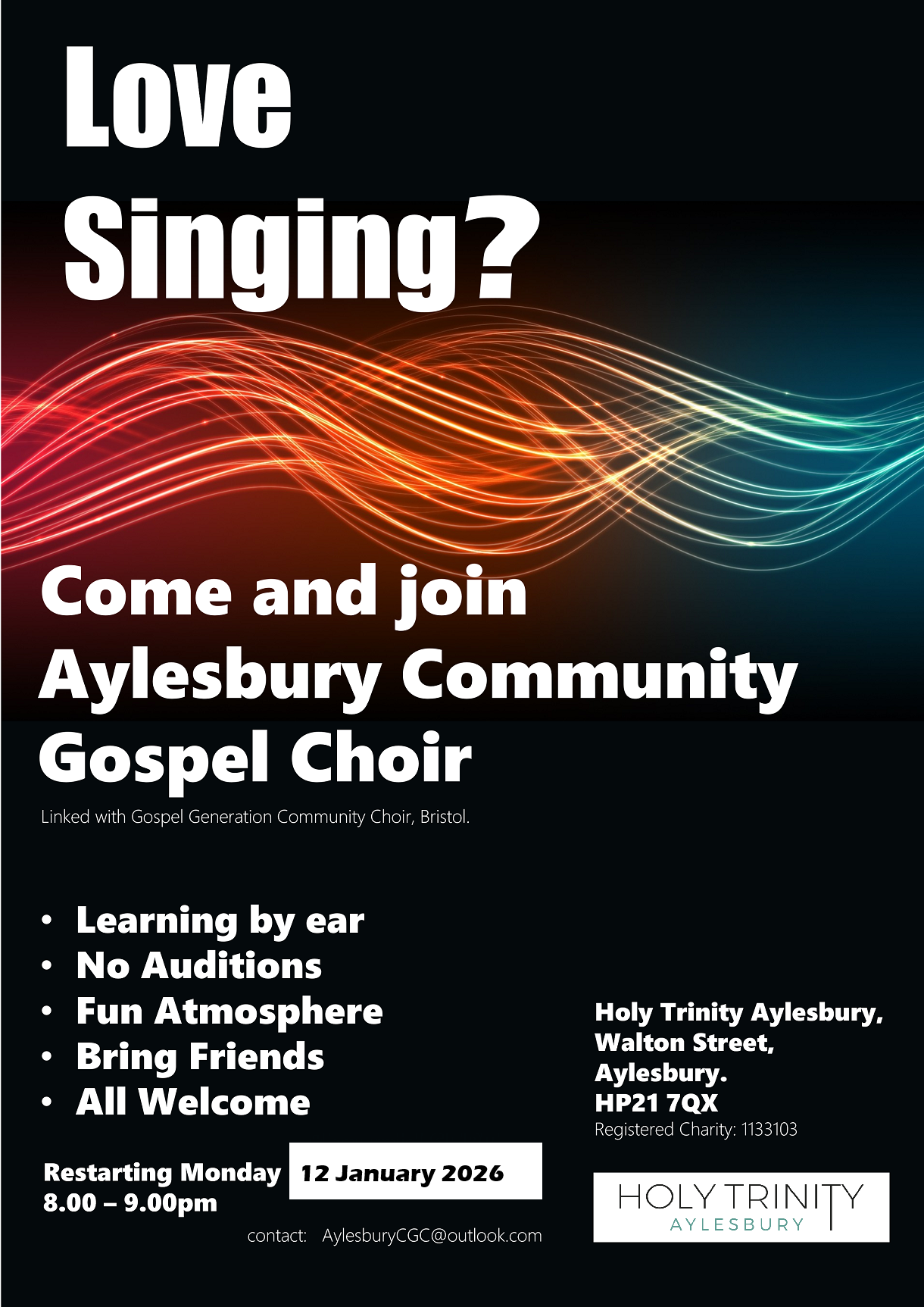 Relaunch Details Aylesbury Community Gospel Choir in winter 2026